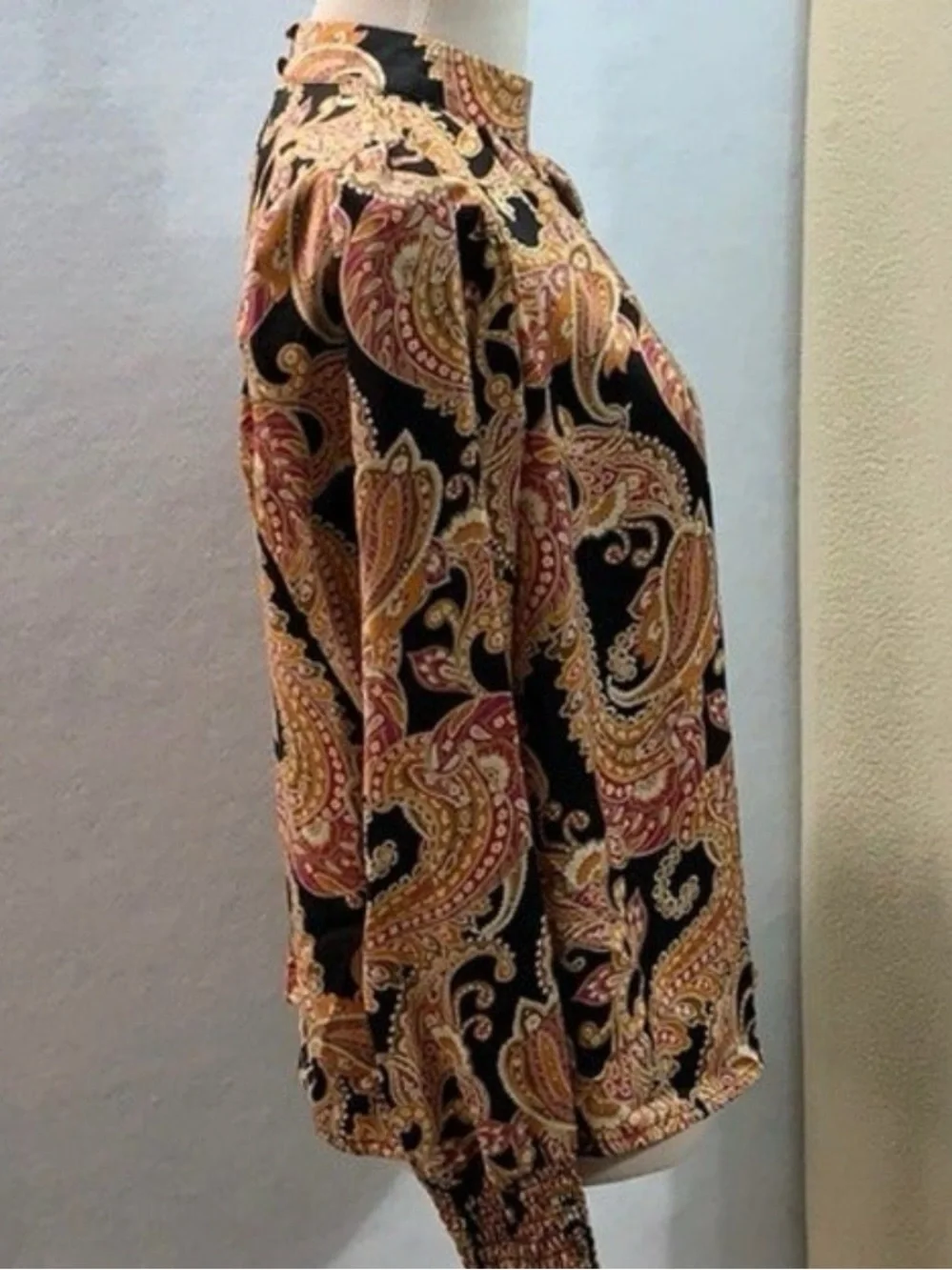 Who What Wear Paisley Dream High Neck Pleated Blouse